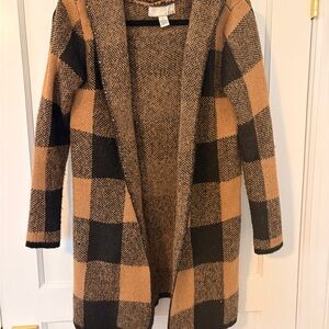 Plaid Open Front Sweater